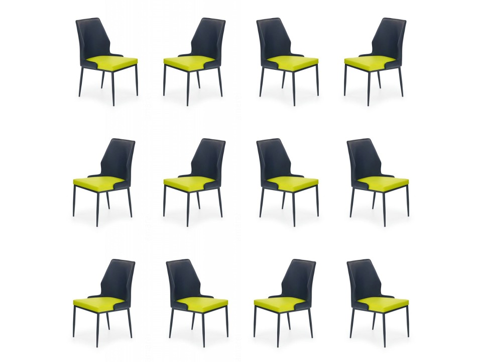 Dwanaście krzeseł limonkowo-czarnych - 7596