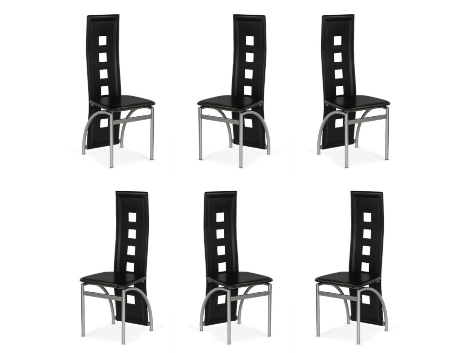 Sześć krzeseł czarnych - 7224