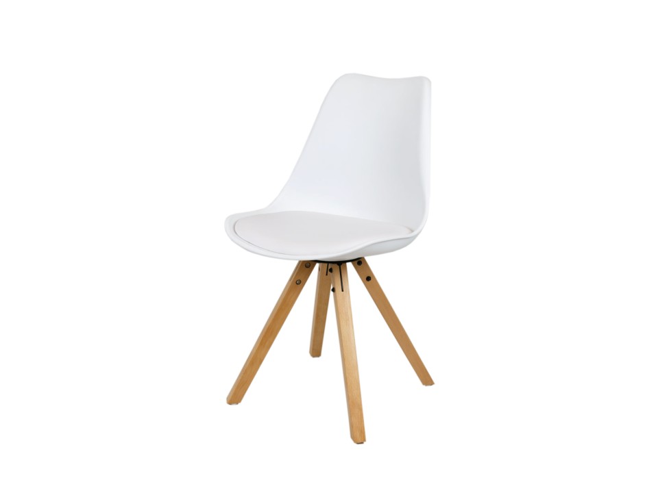 Sk Design Kr020a Białe Krzesło Na Drewnianym Stelażu