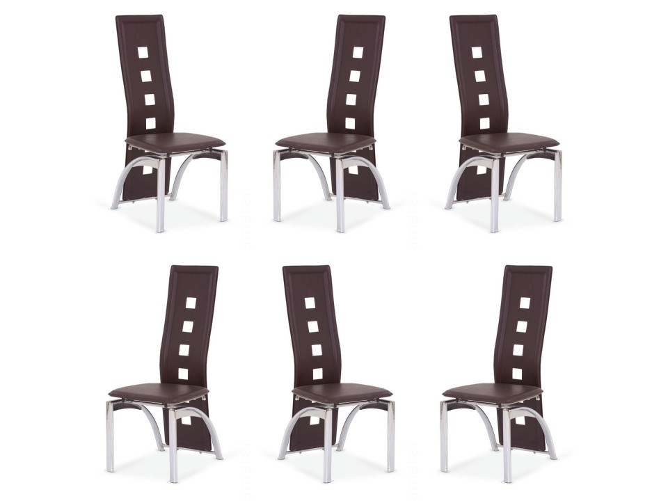 Sześć krzeseł ciemno brązowych - 1178