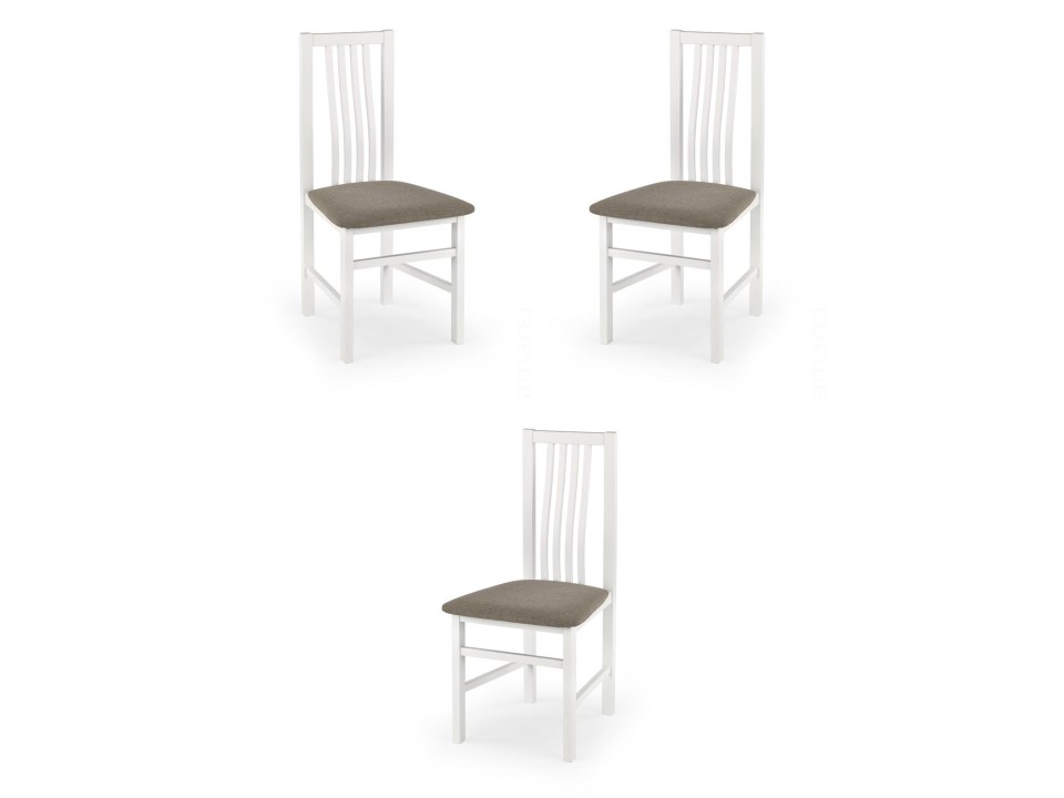 Trzy krzesła tapicerowane PAWEŁ białe  - 1272