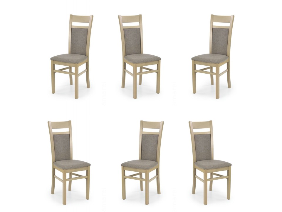 Sześć krzeseł dąb sonoma tapicerowanych - 0978