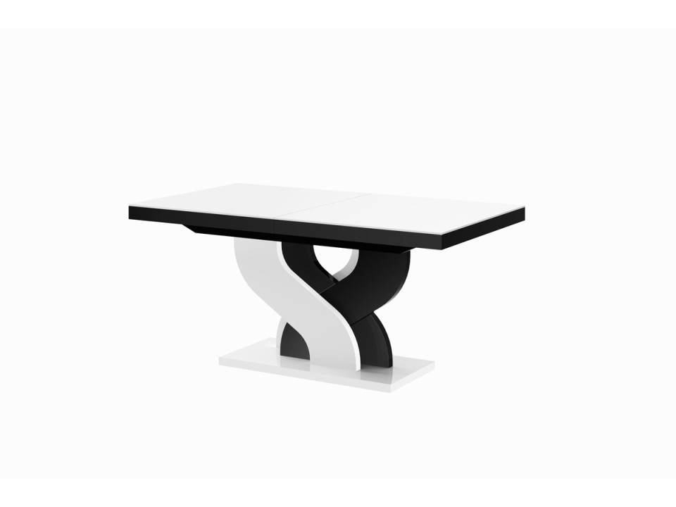 Stół Bella rozkładany biały blat / czarno - białe nogi - Hubertus Meble