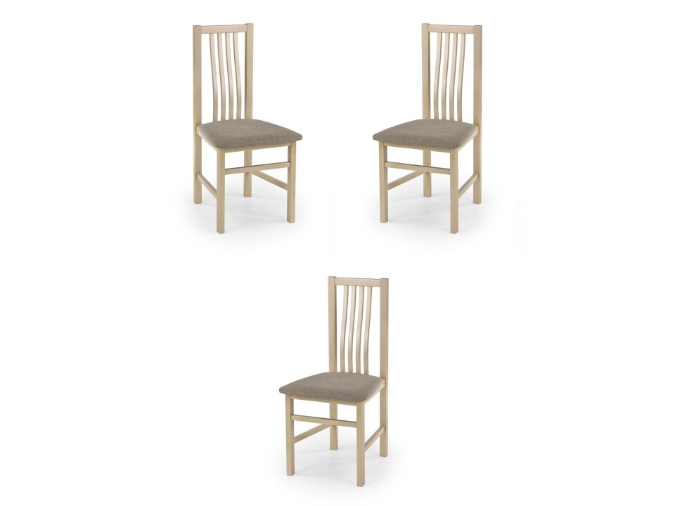 Trzy krzesła tapicerowane PAWEŁ dąb sonoma  - 1289