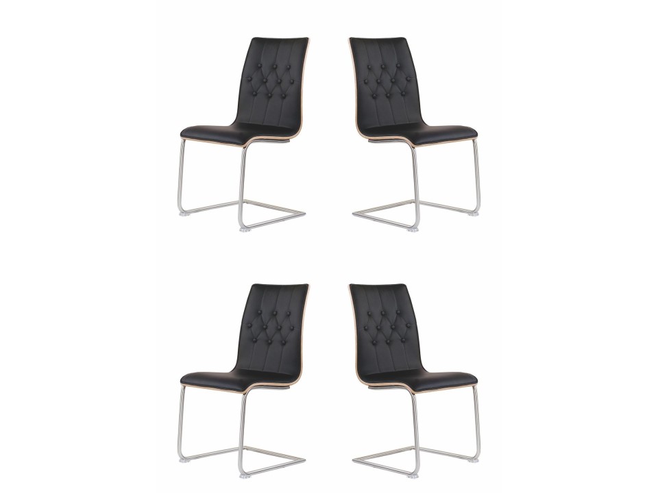 Cztery krzesła czarne orzech - 7428
