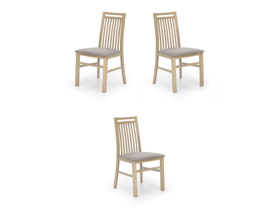 Trzy krzesła tapicerowane  dąb sonoma  - 4694