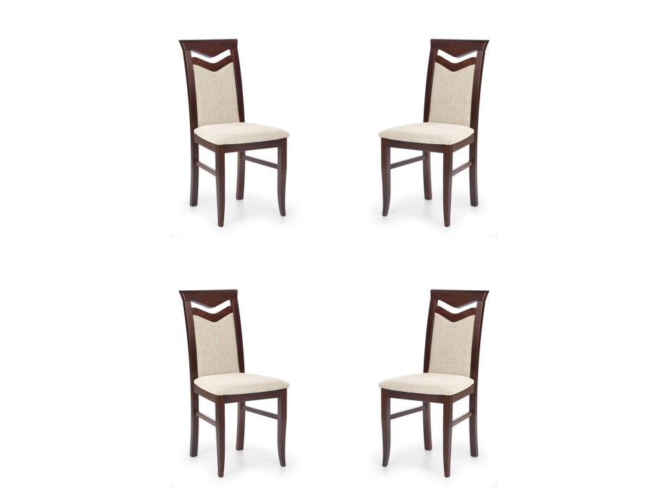 Cztery krzesła tapicerowane ciemny orzech  - 6040