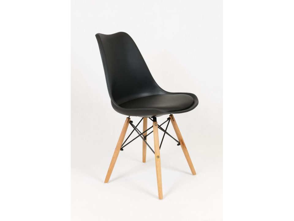 Sk Design Kr020 Matowe Czarne Krzesło Na Drewnianym Stelażu - Koszyk