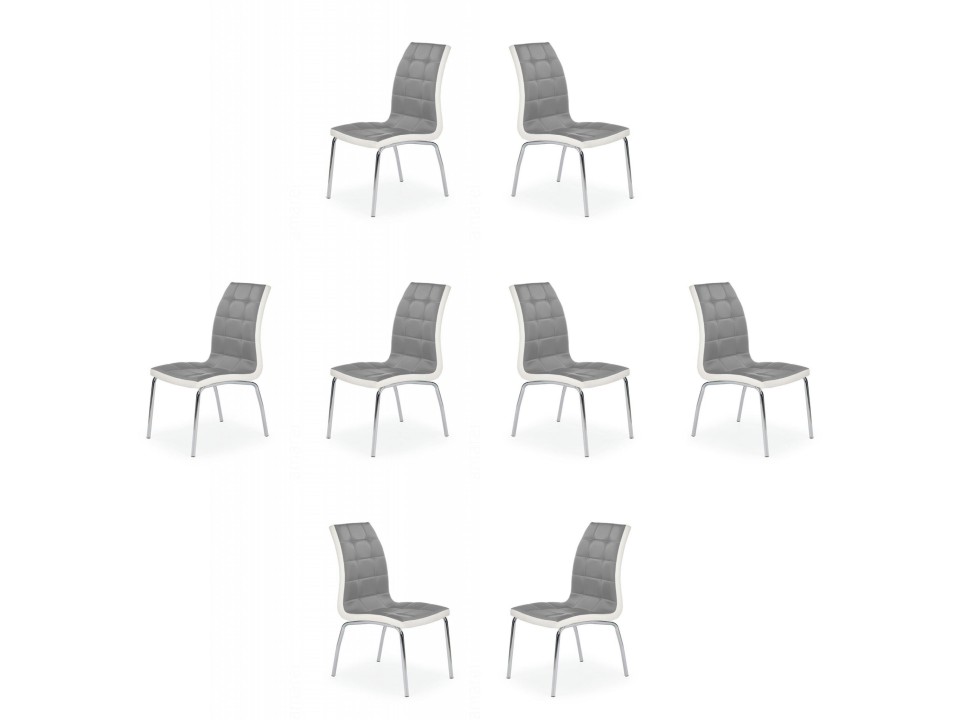 Osiem krzeseł popielato - białych - 1210