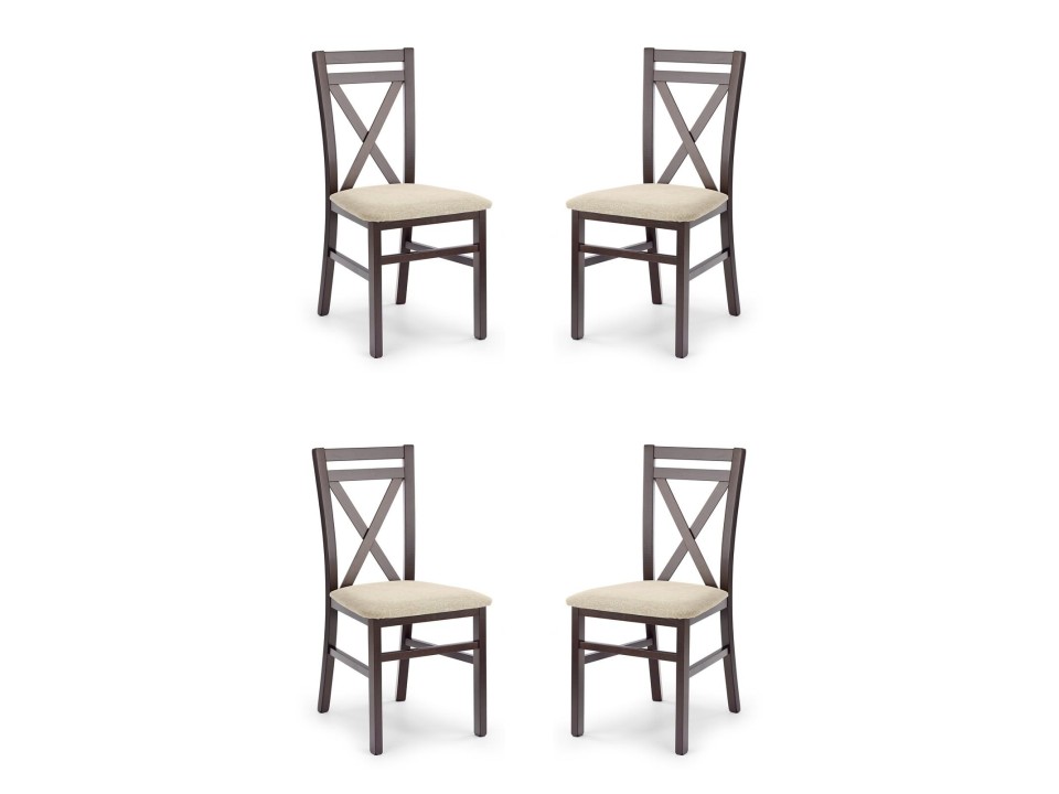 Cztery krzesła tapicerowane  ciemny orzech  - 7671