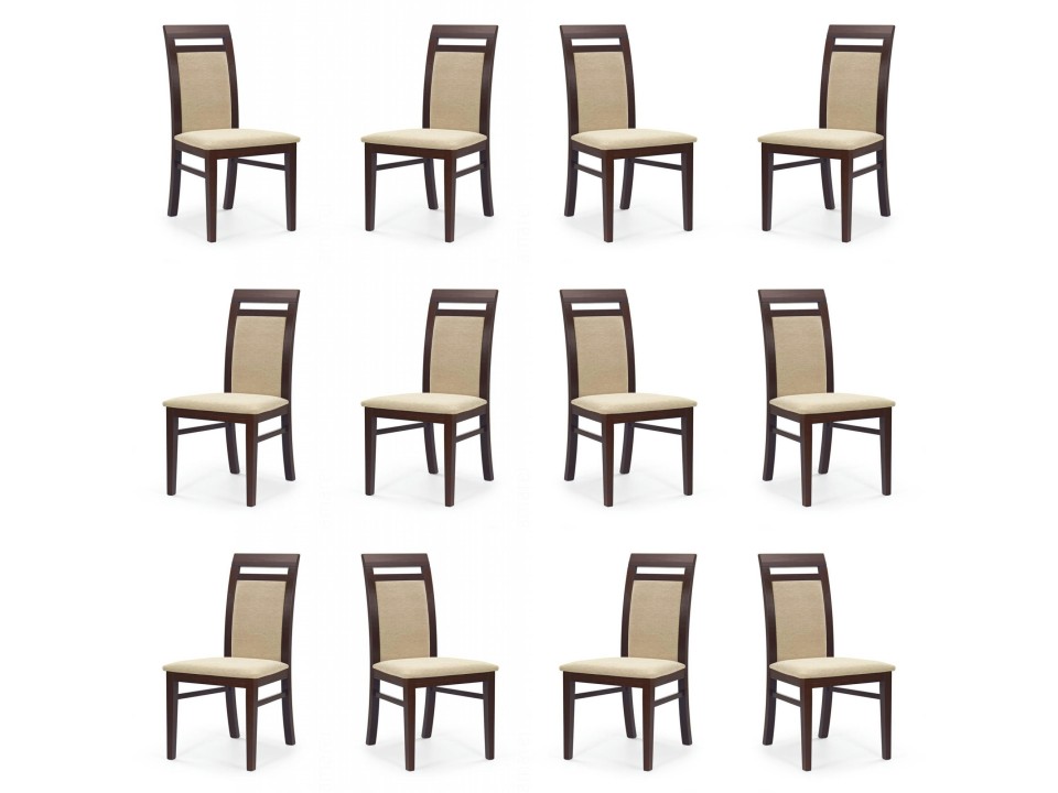 Dwanaście krzeseł ciemny orzech tapicerowanych - 2609