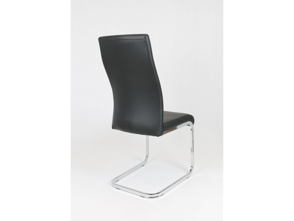 Sk Design Ks032 Czarne Krzesło Z Ekoskóry Na Chromowanym Stelażu