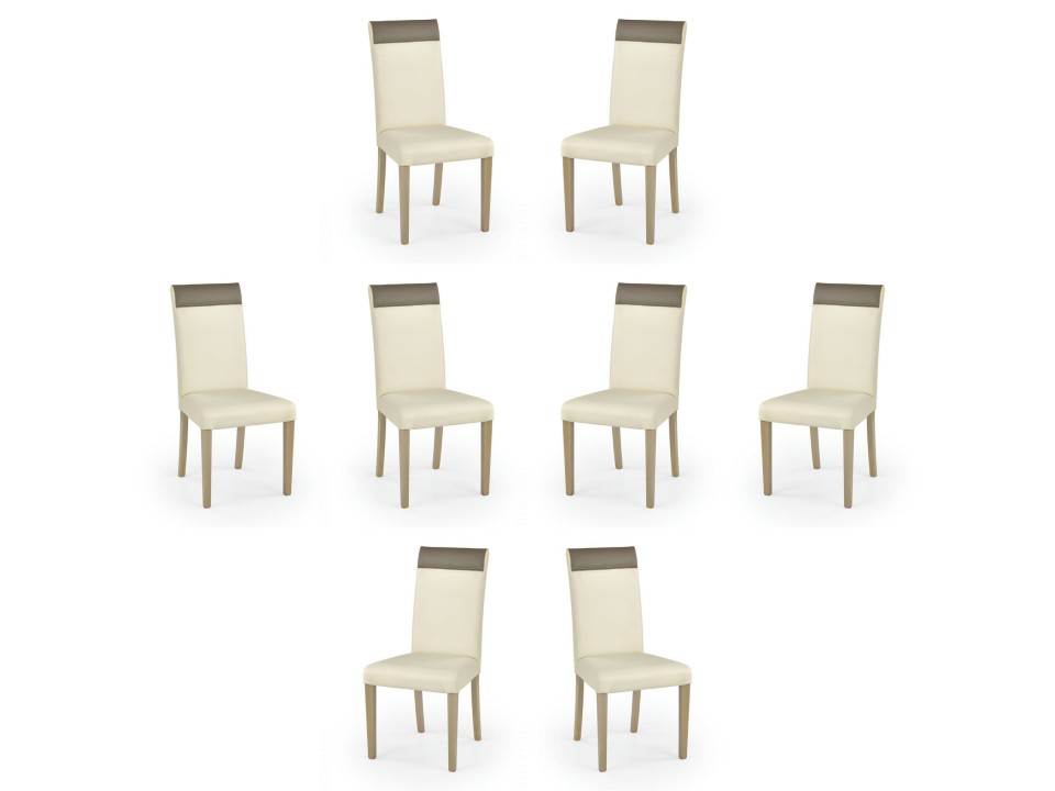 Osiem krzeseł dąb sonoma tapicerowanych kremowo beżowych - 1265