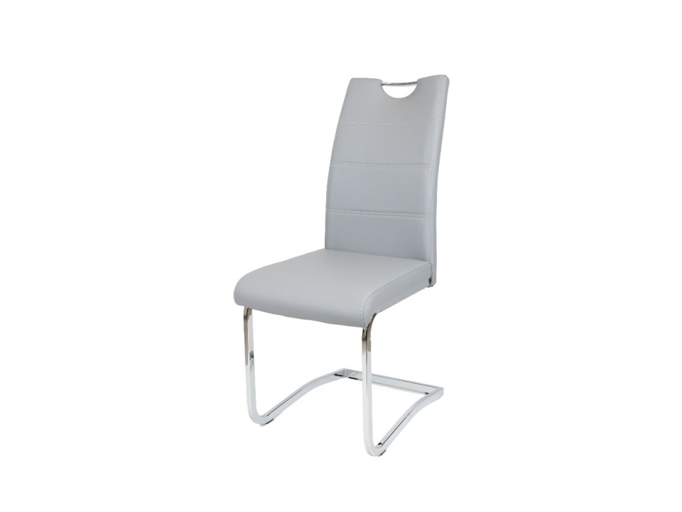 Sk Design Ks030 Szare Krzesło Z Ekoskóry Na Chromowanym Stelażu