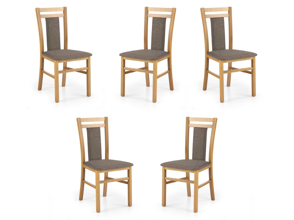 Pięć krzeseł olcha tapicerowanych - 5073