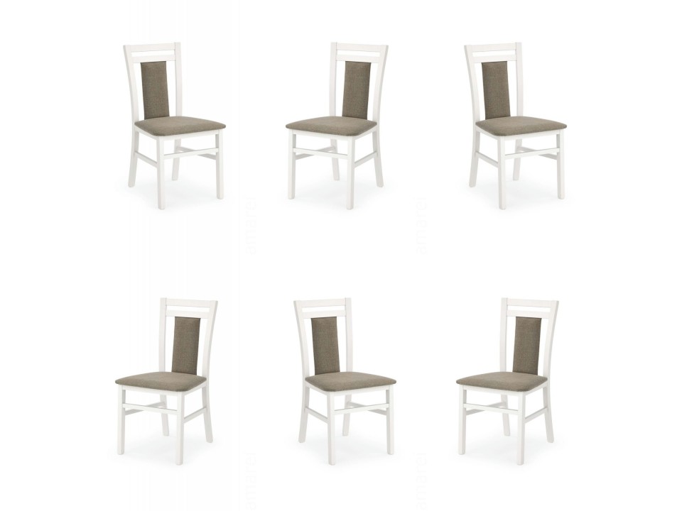 Sześć krzeseł białych tapicerowanych - 5172