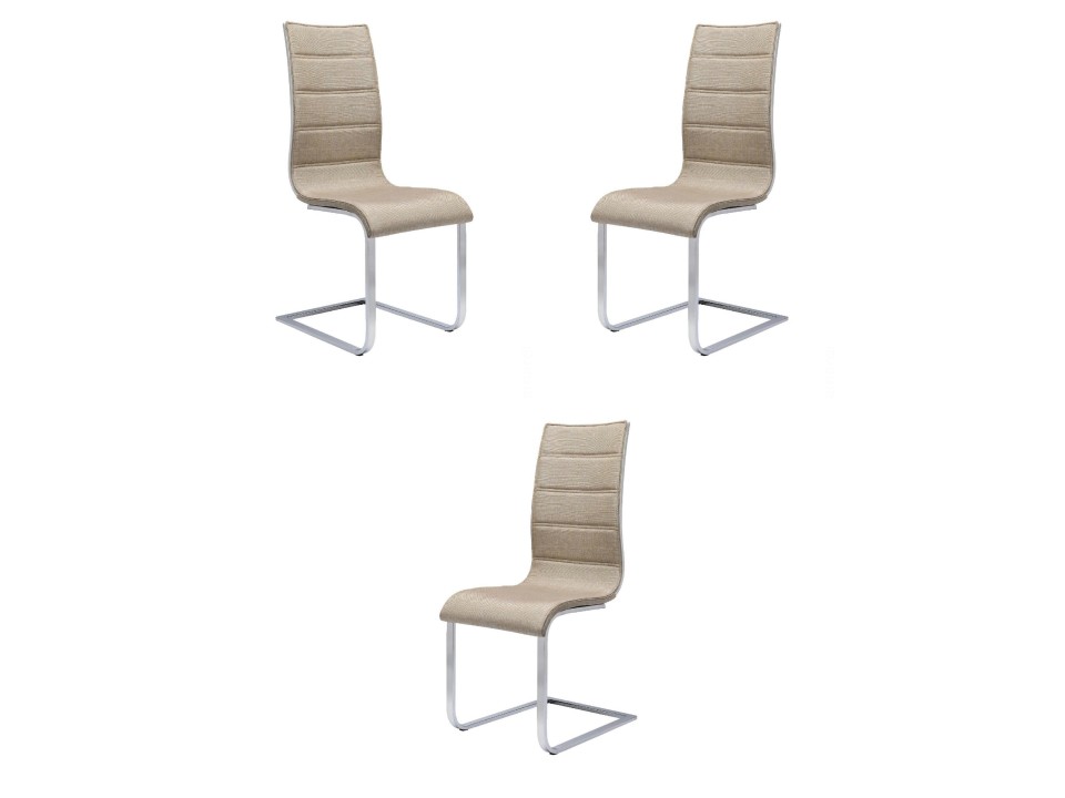 Trzy krzesła beżowo / białe - 1396