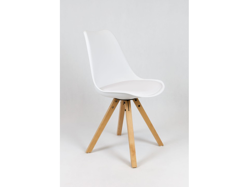 Sk Design Kr020a Białe Krzesło Na Drewnianym Stelażu
