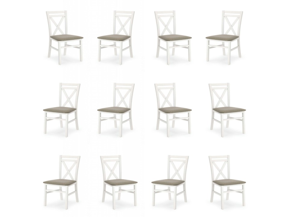 Dwanaście krzeseł białych tapicerowanych - 5189