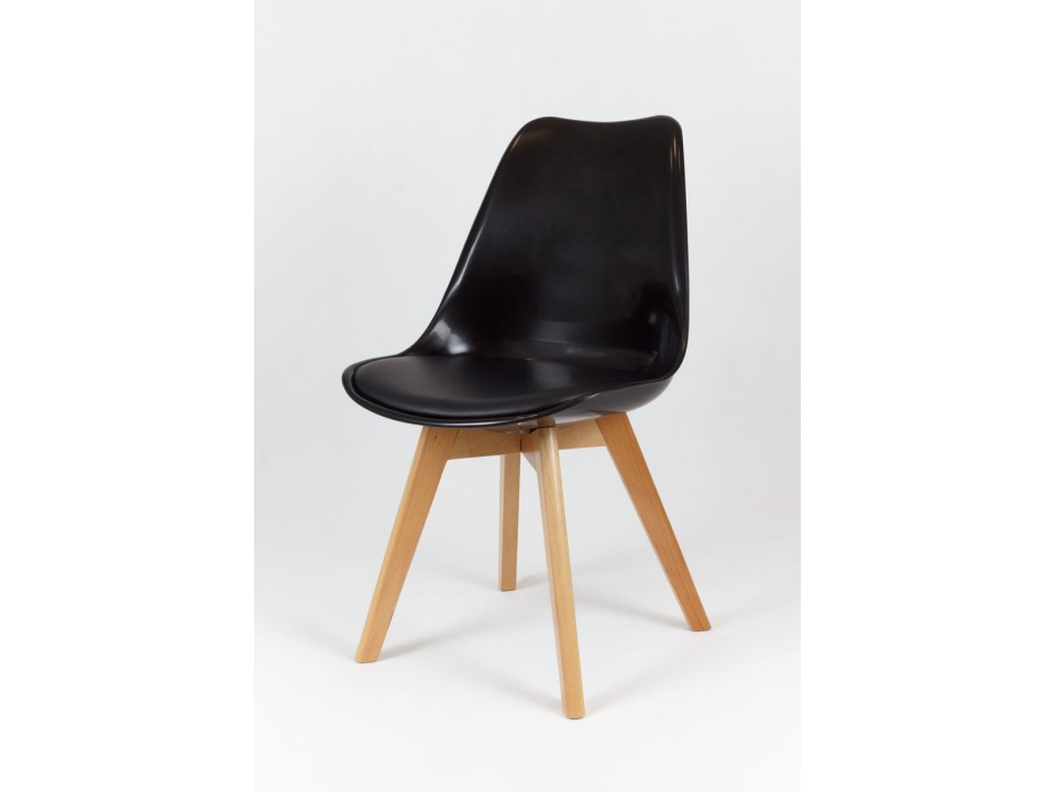 Sk Design Kr020 Czarne Krzesło Na Drewnianym Stelażu
