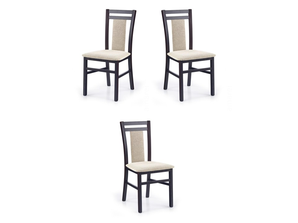 Trzy krzesła tapicerowane wenge  - 4298