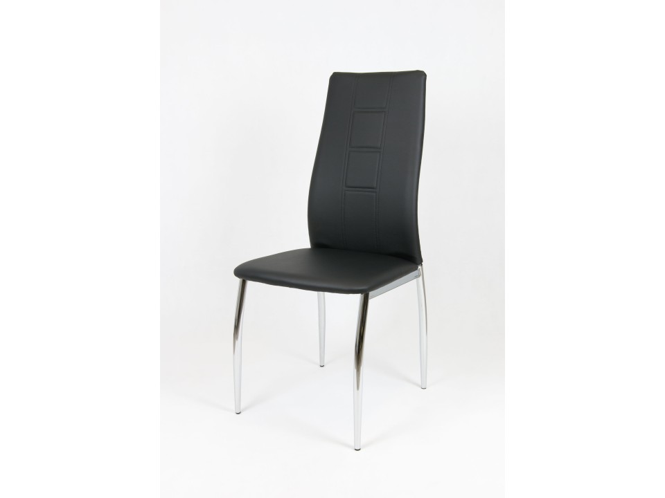 Sk Design Ks026 Czarne Krzesło Z Ekoskóry Na Chromowanym Stelażu