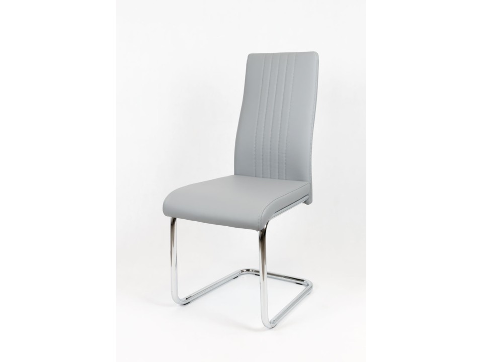 Sk Design Ks036 Szare Krzesło Z Ekoskóry Na Chromowanym Stelażu