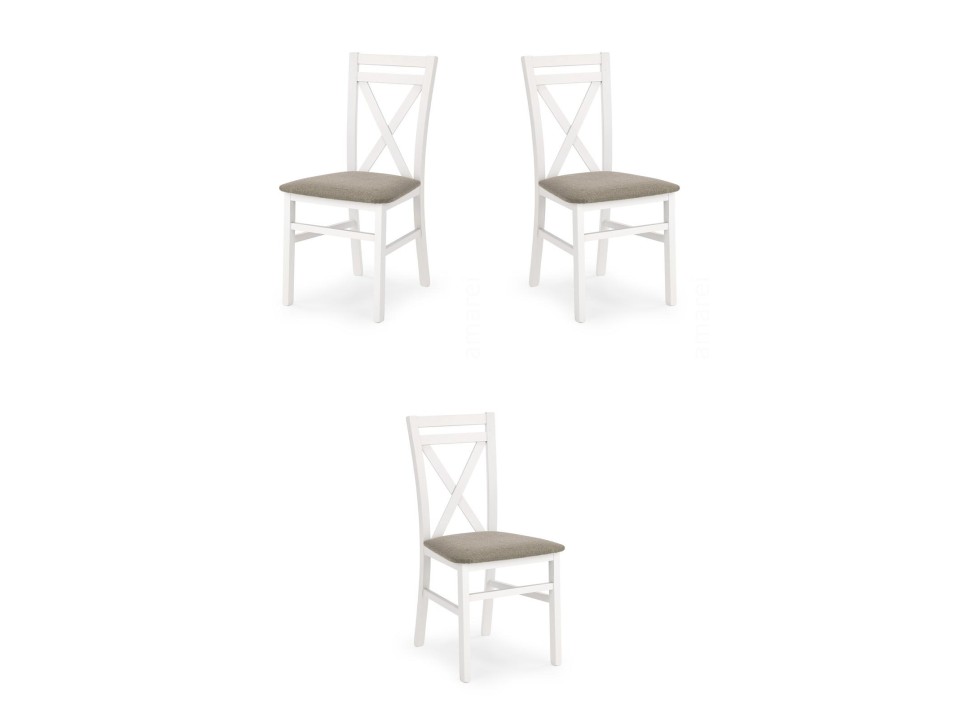 Trzy krzesła tapicerowane  białe  - 5189
