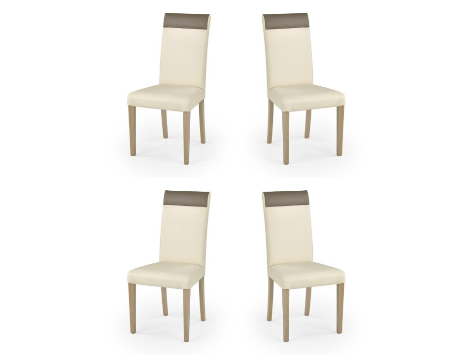 Cztery krzesła tapicerowane  dąb sonoma krem / beż - 1265