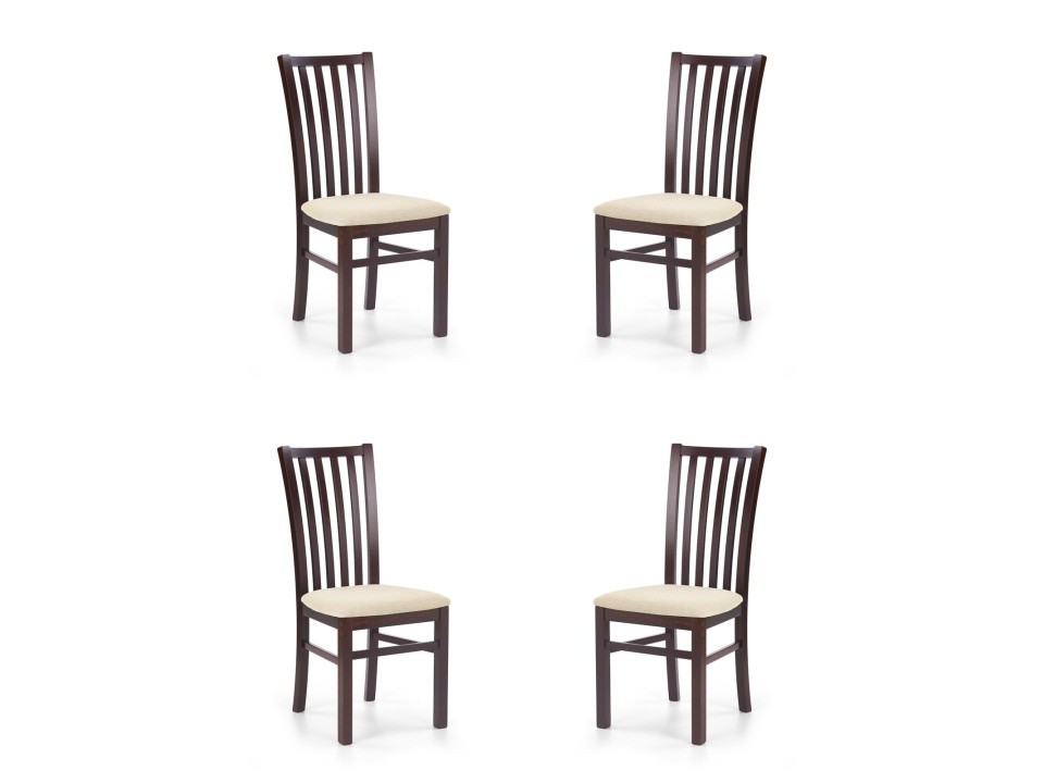 Cztery krzesła tapicerowane  ciemny orzech - 5937