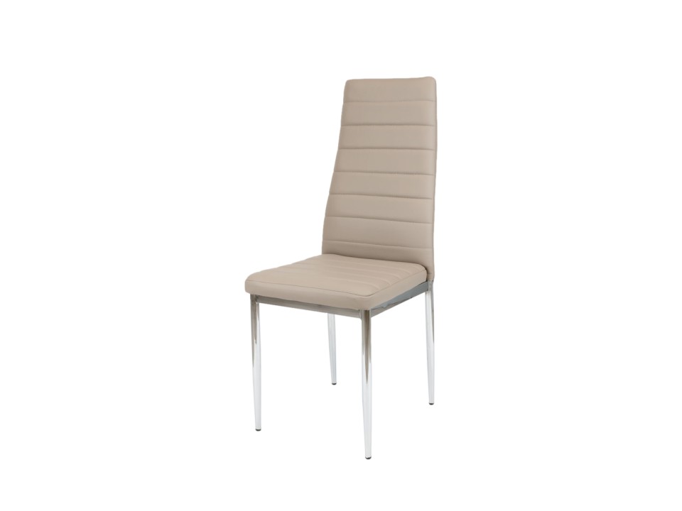 Sk Design Ks001 Beżowe Krzesło Z Eko-Skóry, Chromowane Nogi