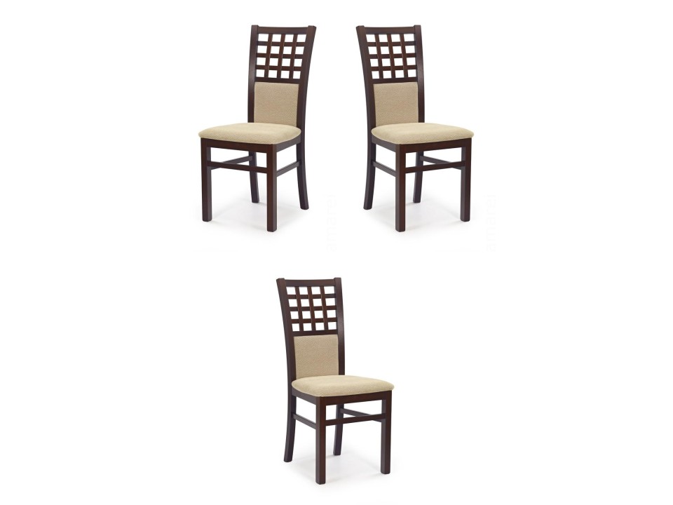 Trzy krzesła tapicerowane  ciemny orzech - 2432