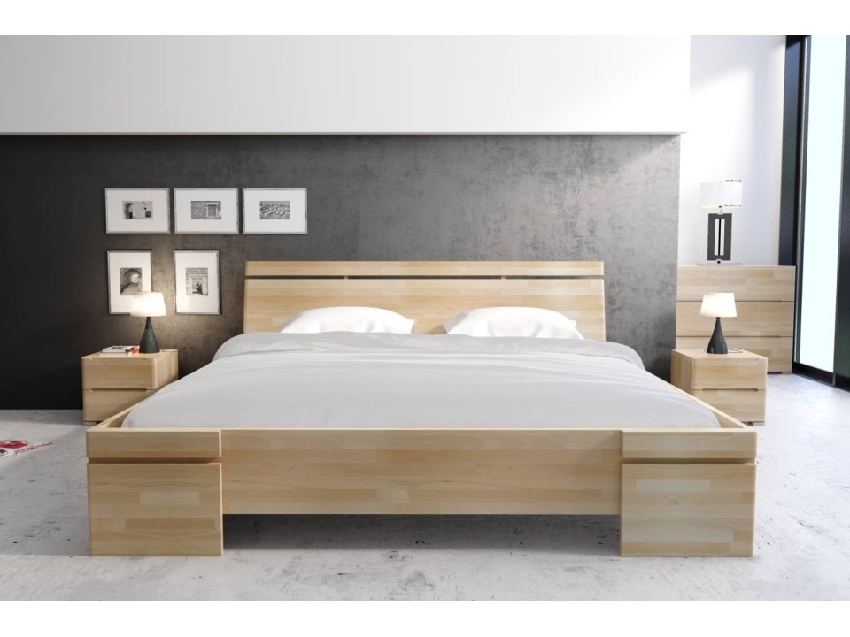 Łóżko drewniane bukowe ze skrzynią na pościel SPARTA Maxi & ST 120/200cm - Skandica