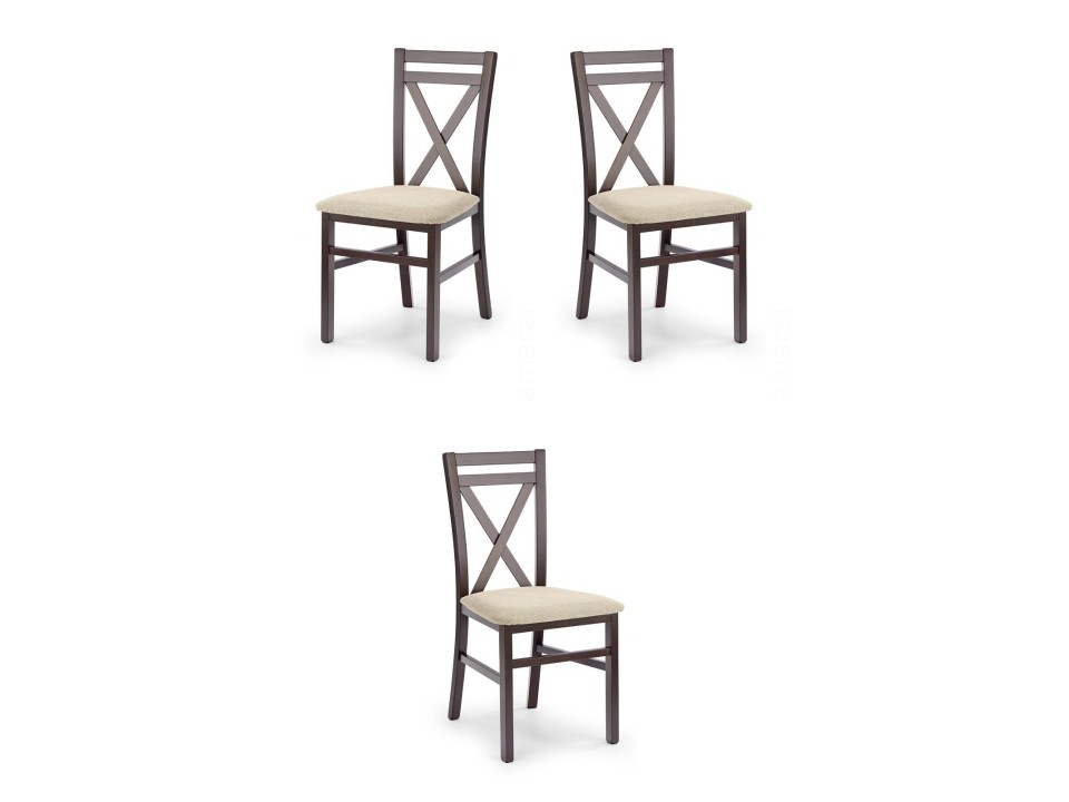 Trzy krzesła tapicerowane  ciemny orzech  - 7671