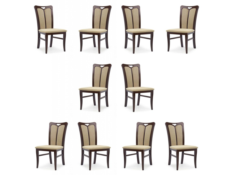 Dziesięć krzeseł tapicerowanych ciemny orzech - 2357