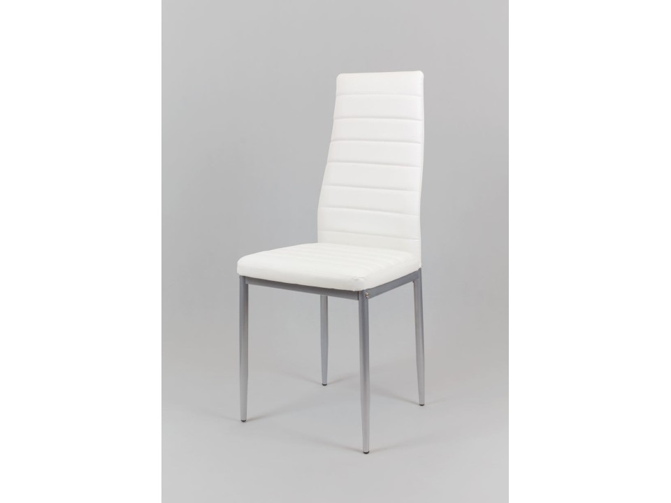 Sk Design Ks001 Białe Krzesło Z Eko-Skóry, Szare Nogi