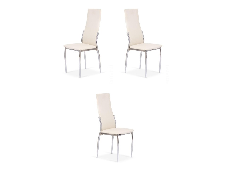 Trzy krzesła chrom waniliowy - 7890