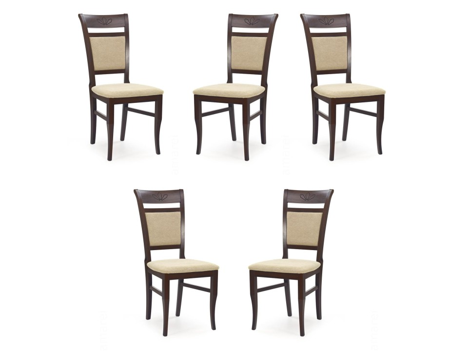 Pięć krzeseł ciemny orzech tapicerowanych - 2630