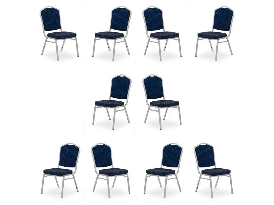 Dziesięć krzeseł niebieskich, stelaż srebrny - 4137