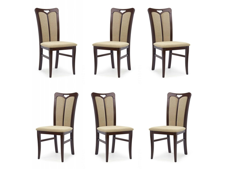 Sześć krzeseł ciemny orzech tapicerowanych - 2357