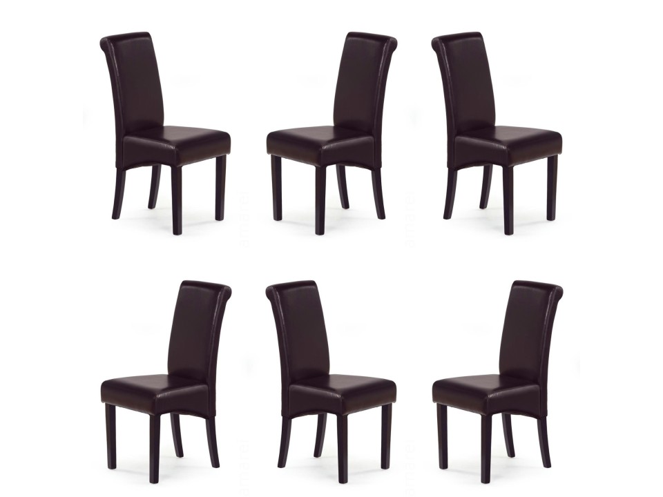 Sześć krzeseł wenge ciemno brązowych - 7655