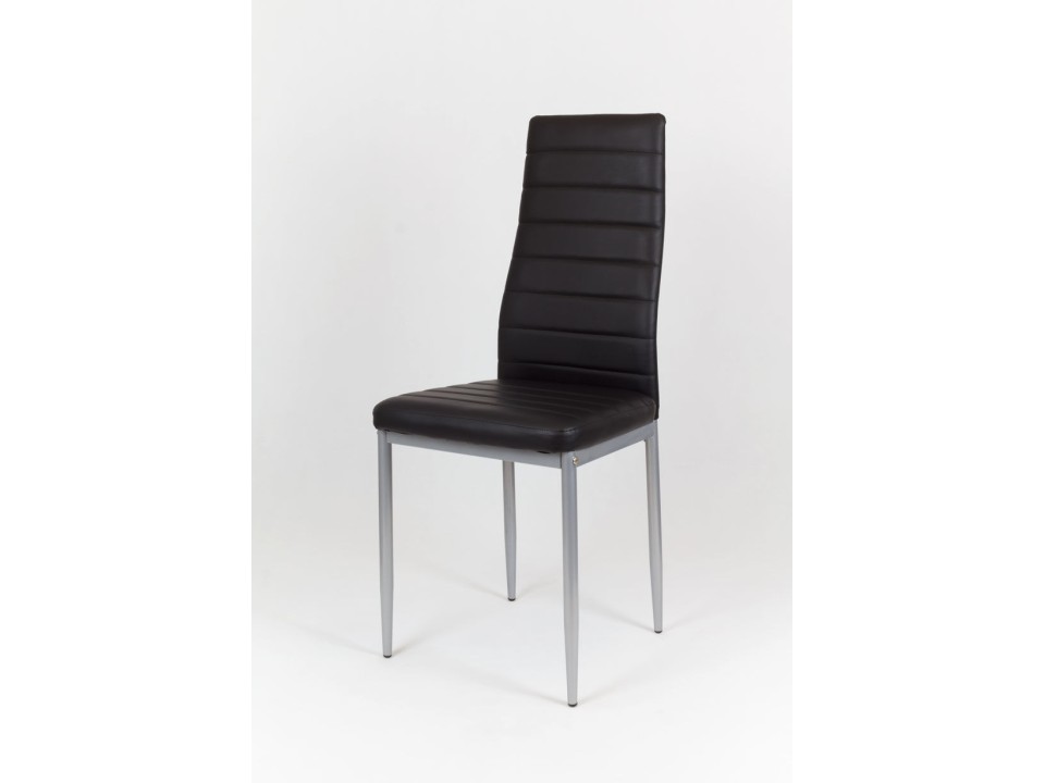 Sk Design Ks001 Czarne Krzesło Z Eko-Skóry, Szare Nogi