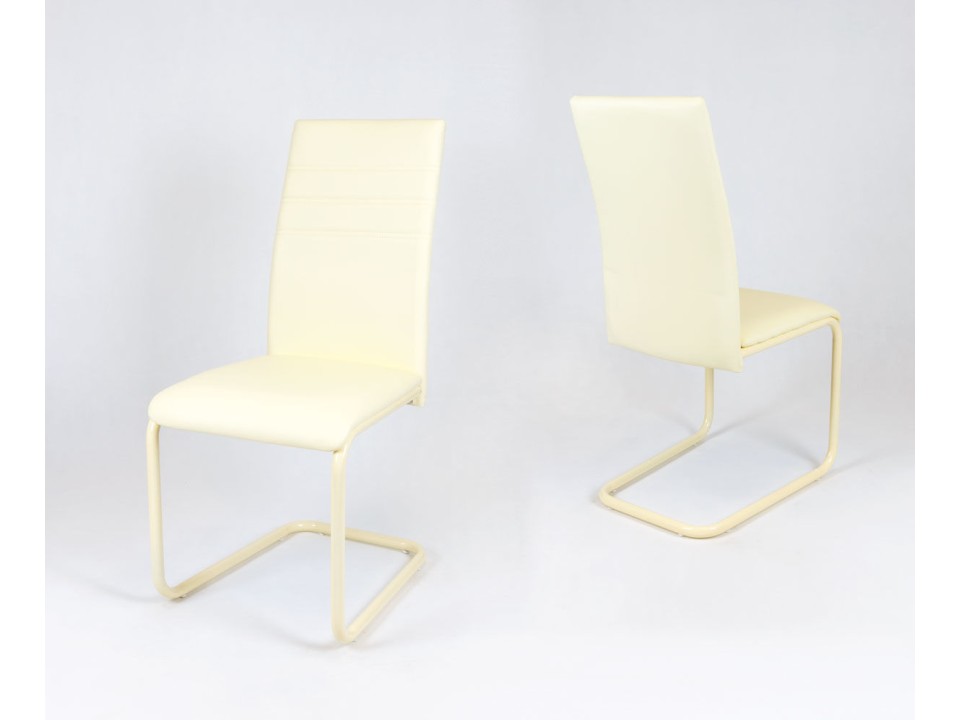 Sk Design Ks024 Kremowe Krzesło Z Ekoskóry Na Malowanym Stelażu