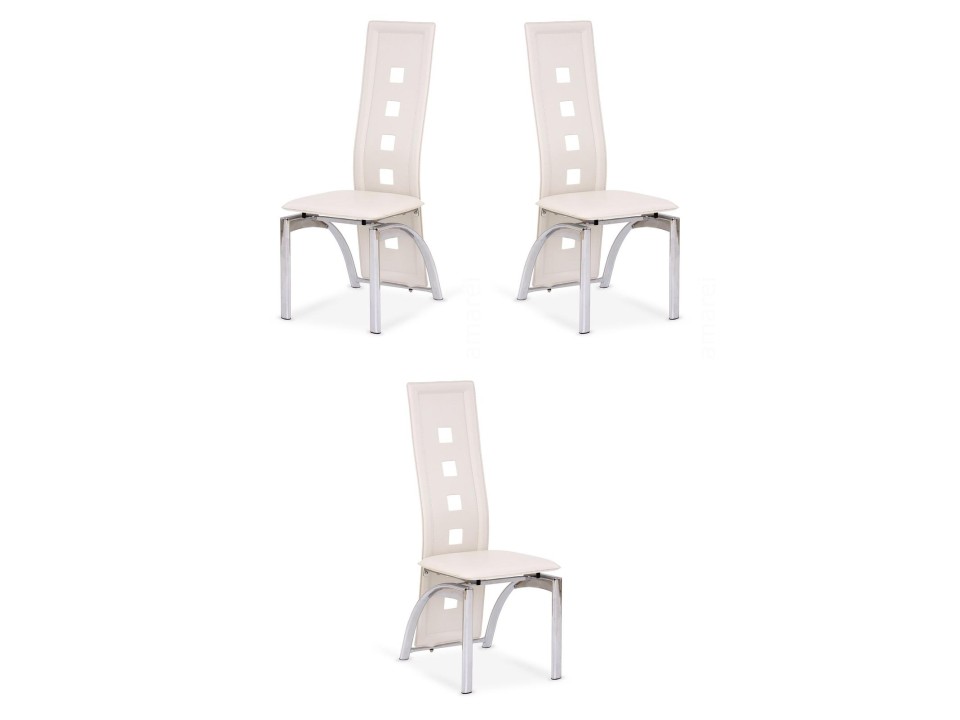 Trzy krzesła kremowe - 1123