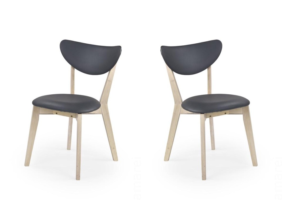 Dwa krzesła white wash popielate - 0589