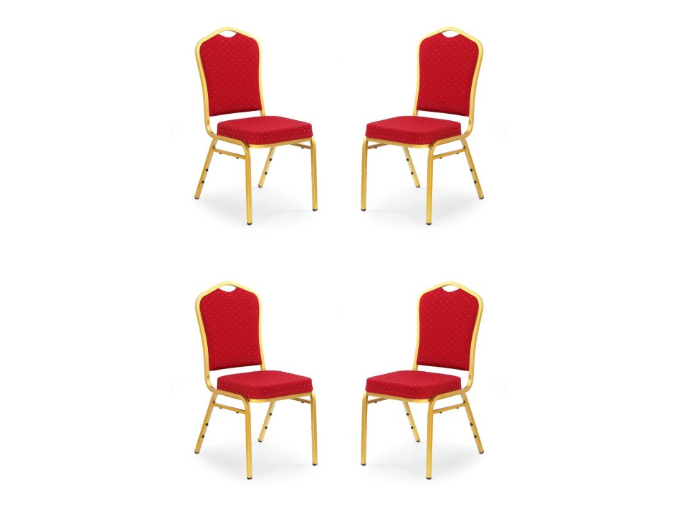 Cztery krzesła bordowe, stelaż złote - 2992