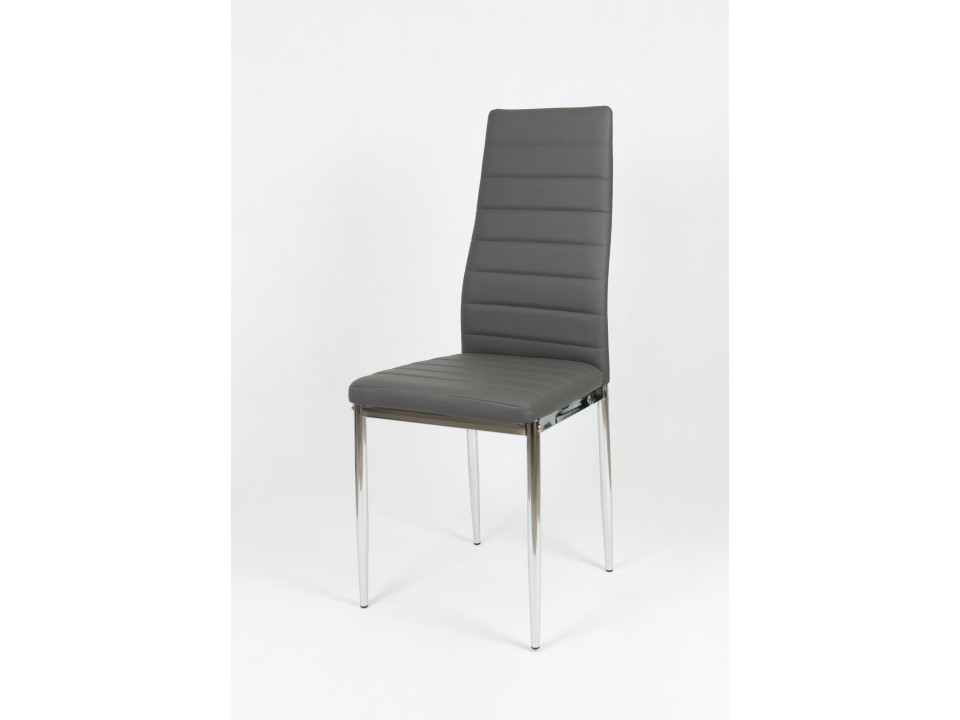 Sk Design Ks001 Ciemnoszare Krzesło Z Eko-Skóry, Chromowane Nogi