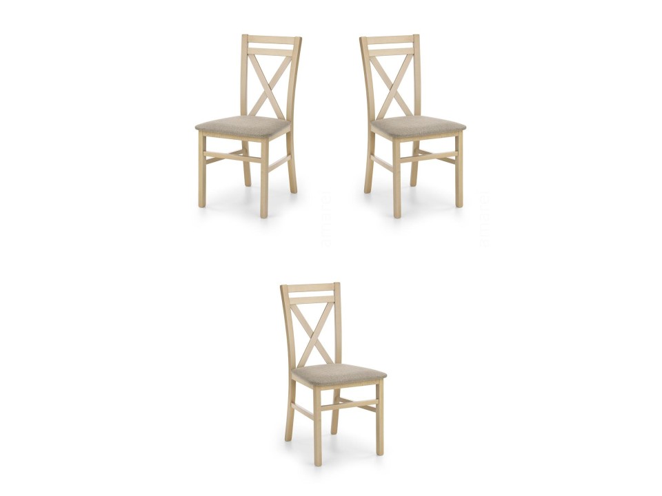 Trzy krzesła tapicerowane  dąb sonoma  - 5196