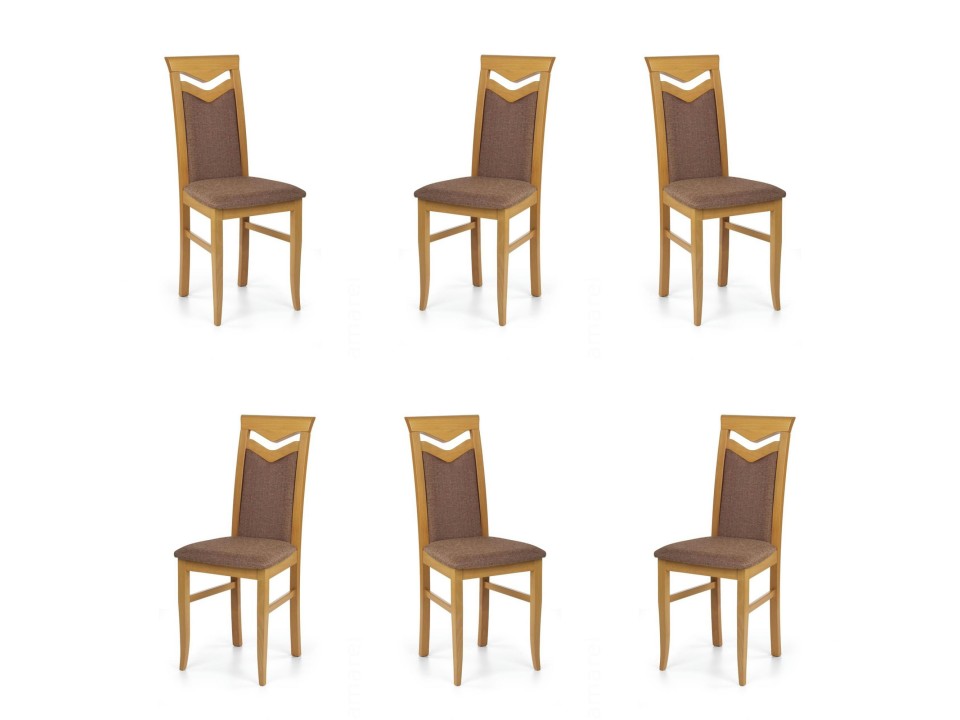 Sześć krzeseł olcha tapicerowanych MESH 6 - 6095
