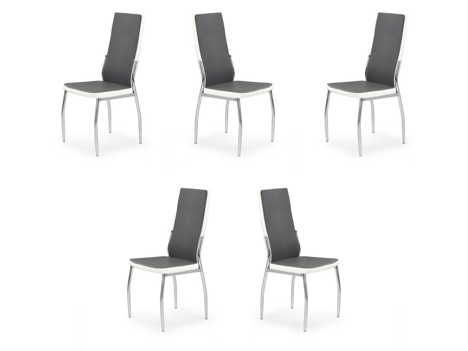 Pięć krzeseł popielatych białych - 0060
